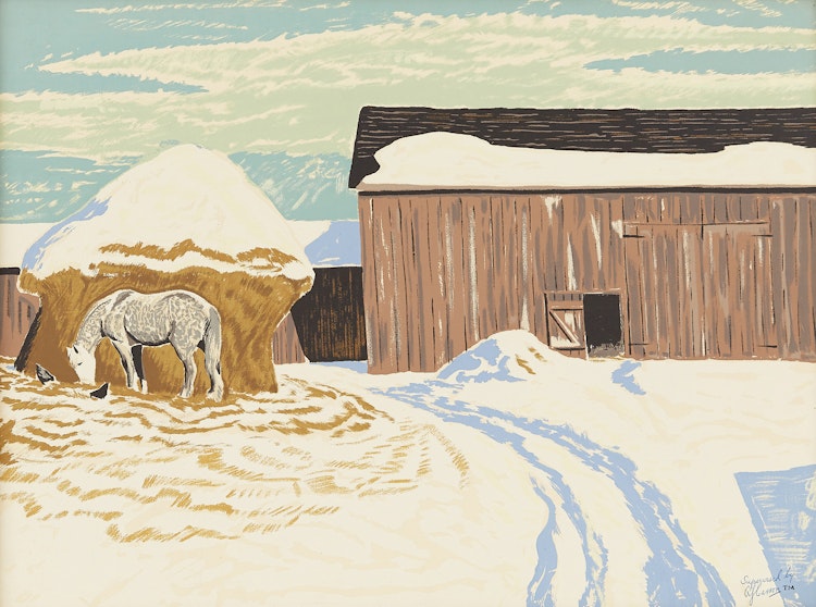 Artwork by Thoreau MacDonald,  Winter Morning