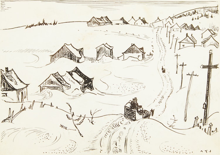 Artwork by Alexander Young Jackson, Road Over Cap Tourmente (The St. Lawrence)