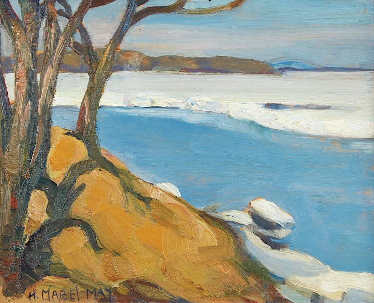 Artwork by Henrietta Mabel May, Shoreline Landscape / Farm Scene