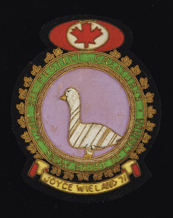 Artwork by Joyce Wieland,  White Snow Goose of Canada Crest