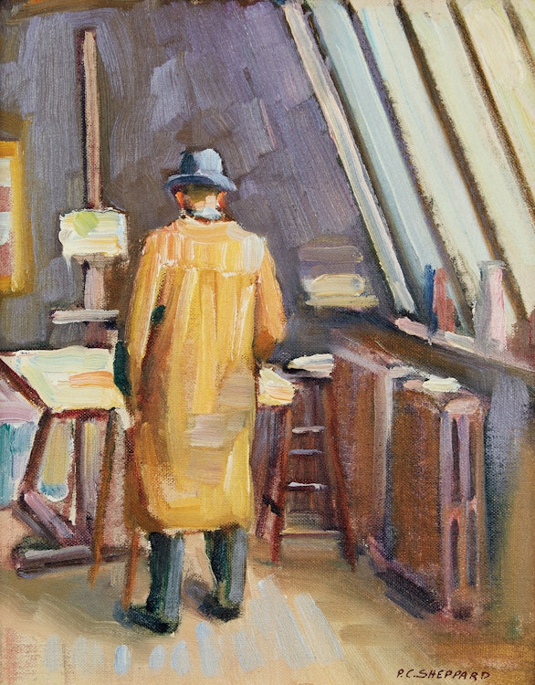 Artwork by Peter Clapham Sheppard, In the Artist’s Studio, Bathurst and Bloor