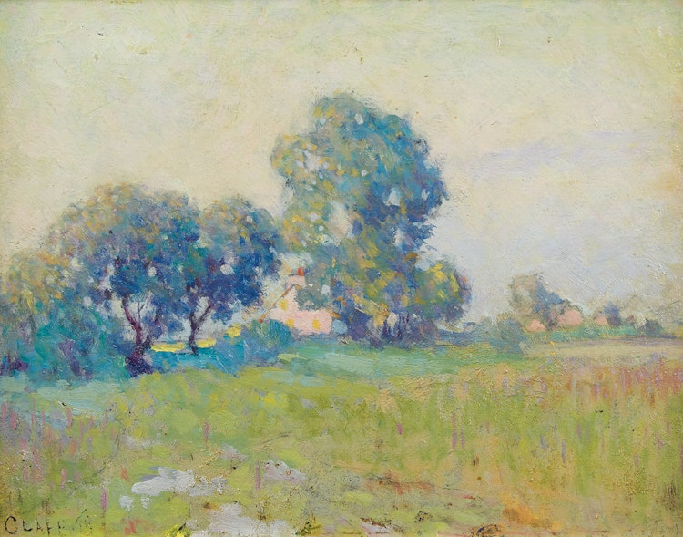 Artwork by William Henry Clapp, Misty Summer Morning, St. Eustache