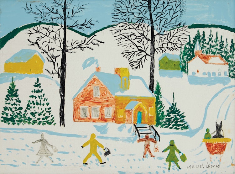 Artwork by Maud Lewis, Children Walking in the Snow