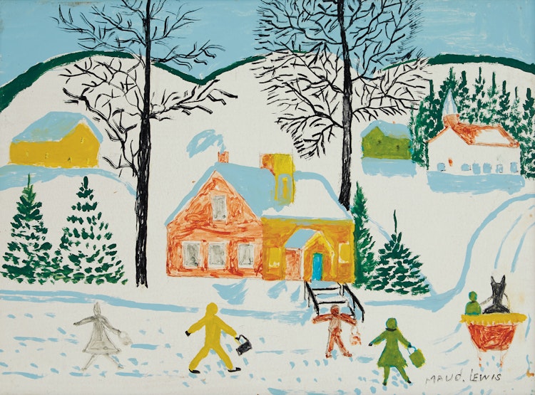 Artwork by Maud Lewis,  Children Walking in the Snow