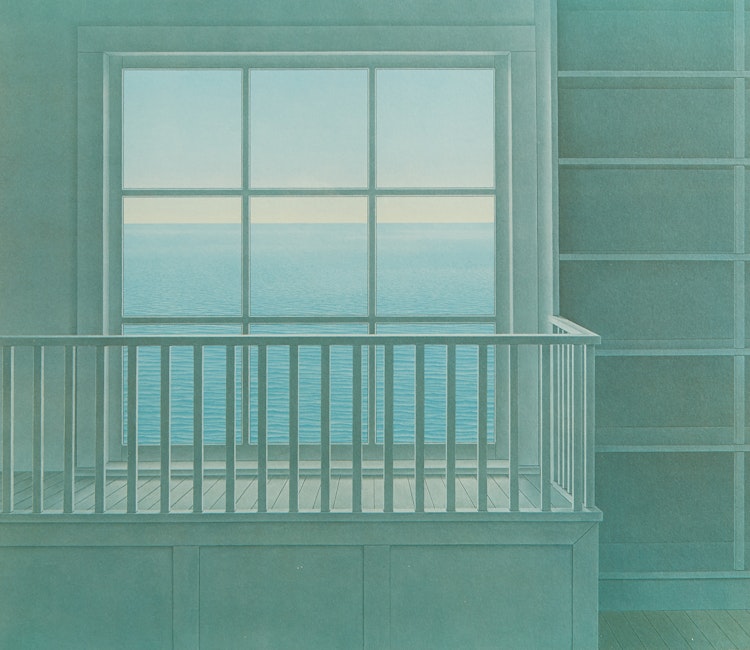 Artwork by Christopher Pratt, Shop on an Island