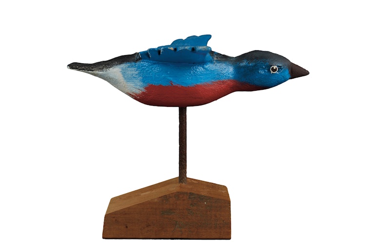 Artwork by 20th Century Canadian Folk artist, Blue Bird with Red Belly