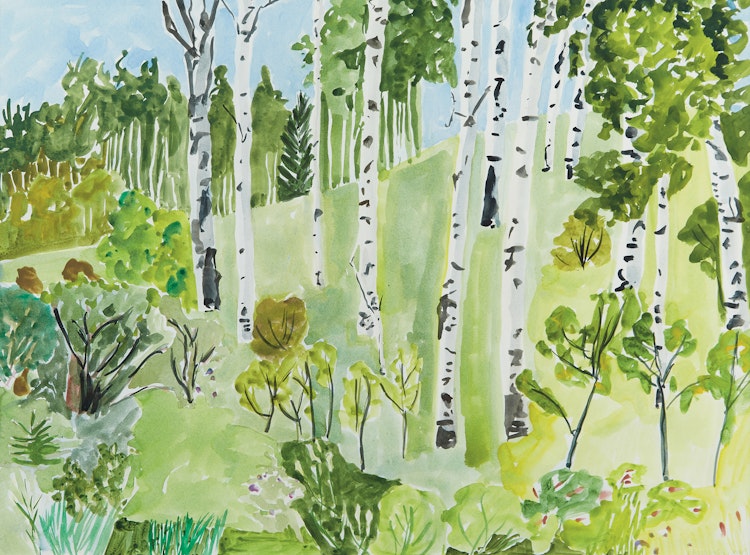 Artwork by Barbara Ballachey, Hillside after Rain