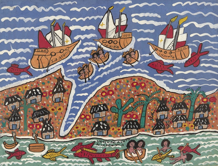 Artwork by  20th Century Caribbean Folk Artist,  Tropical Island Scene