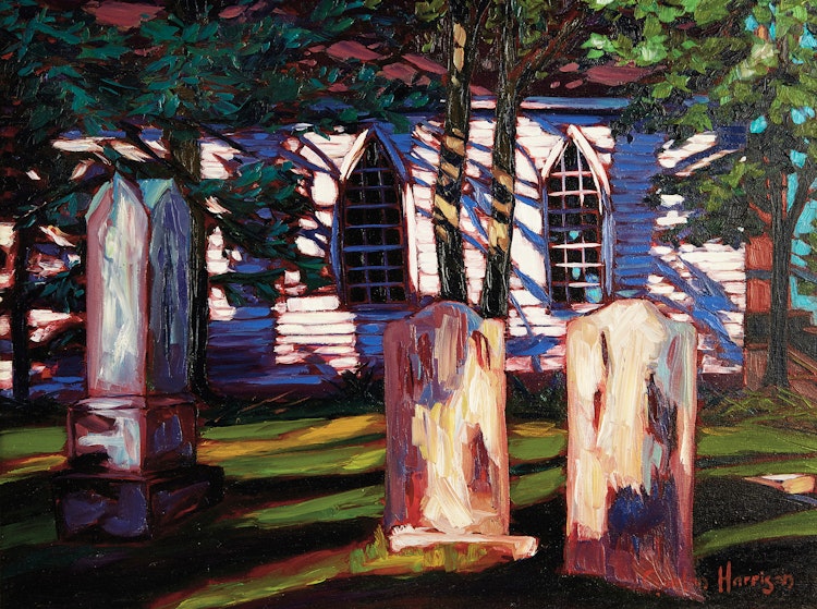 Artwork by Gordon Harrison,  Springtime, Hillside Chapel, Quebec