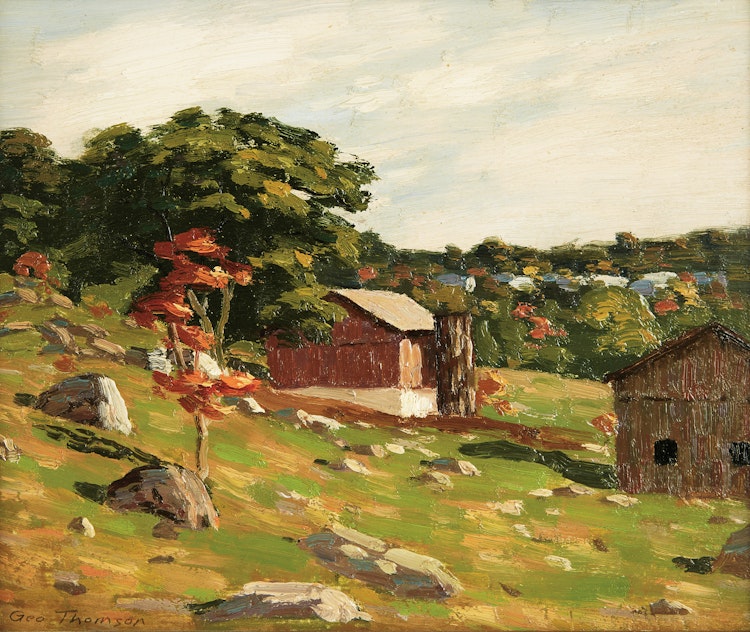 Artwork by George Thomson,  The Hillside Farm