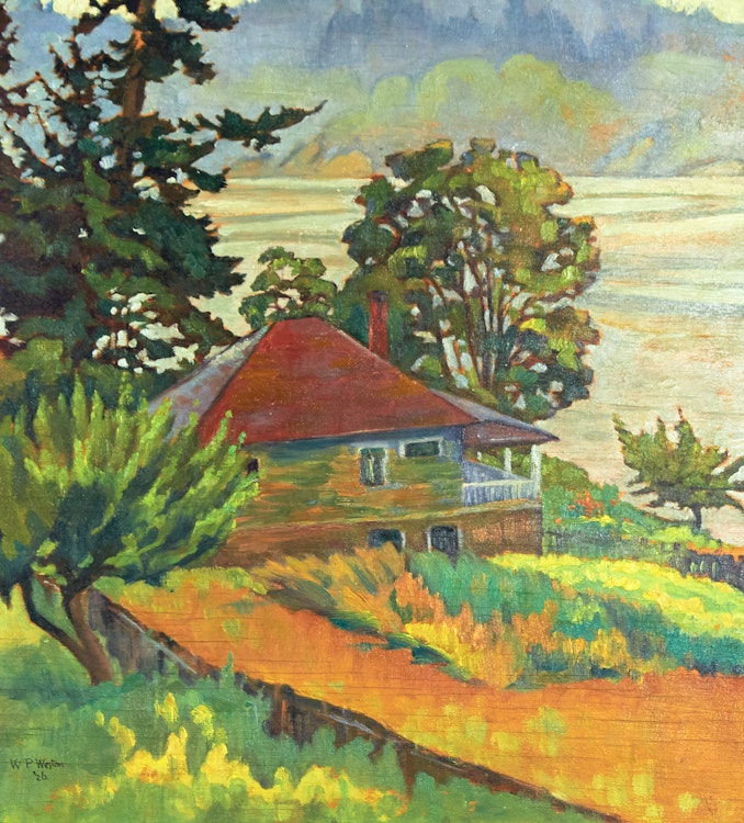 Artwork by William Percival Weston,  House at Seaside