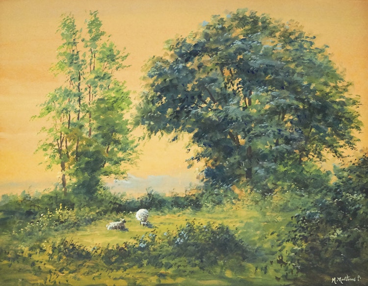 Artwork by Marmaduke Matthews,  Sheep at Pasture