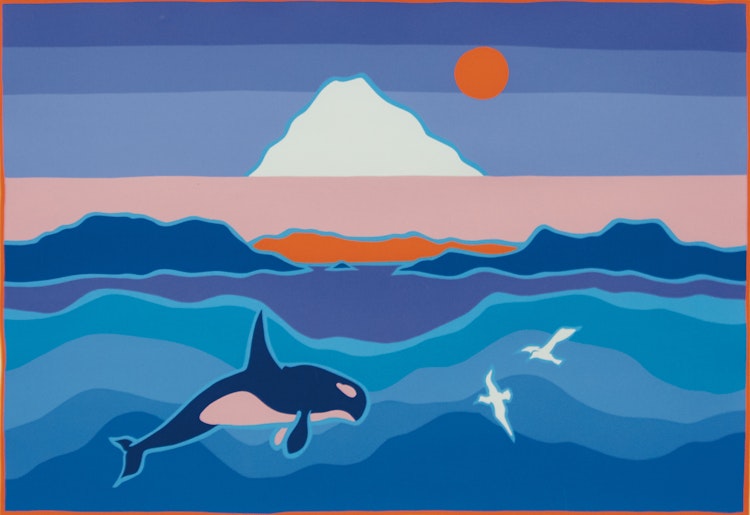 Artwork by Ted Harrison,  Mt. Baker