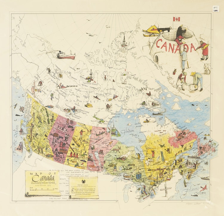 Artwork by William Kurelek,  Map of Canada