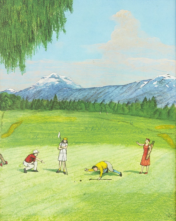 Artwork by William Kurelek,  The Last Putt