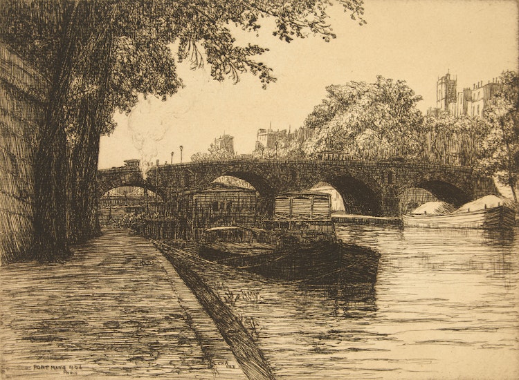Artwork by Caroline Helena Armington, Pont Marie, Paris, No.1; Le Pont des Arts, Paris No. 2