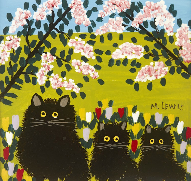 Artwork by Maud Lewis, Three Black Cats