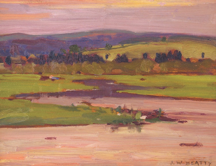 Artwork by John William Beatty, Sunset Landscape