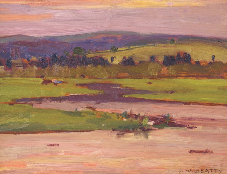 Artwork by John William Beatty,  Sunset Landscape