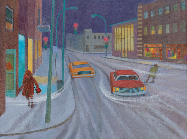 Artwork by Philip Henry Howard Surrey, Winter Street Scene