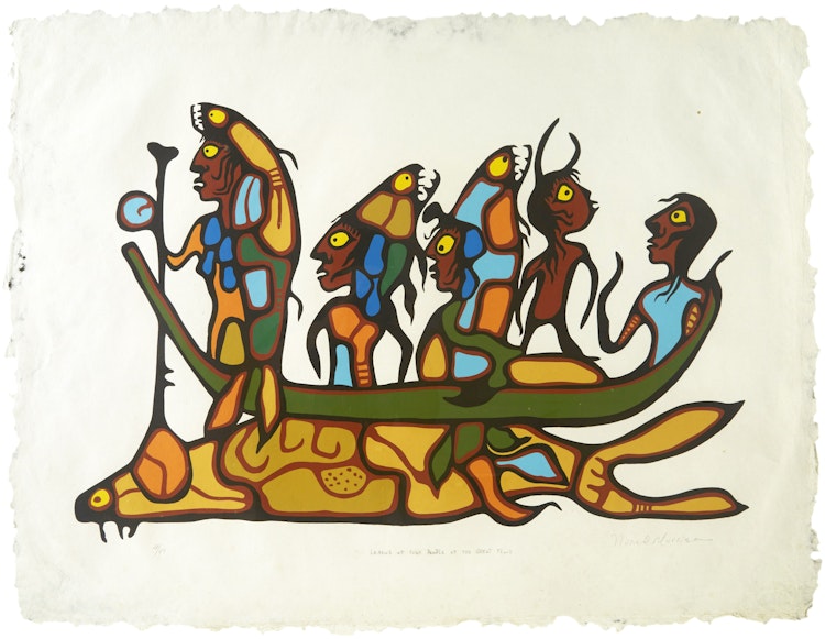 Artwork by Norval Morrisseau,  Legend of Fish People at the Great Flood