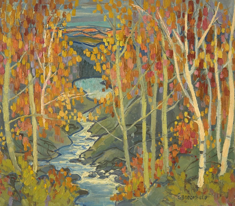 Artwork by Adolphus George Broomfield, On the Dorset Road, Algonquin Park (from the Bridge)