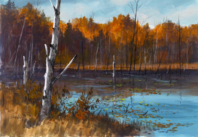 Artwork by John Joy, Autumn River Landscape