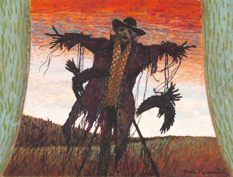 Artwork by Thomas de Vany Forrestall,  “The Field Watchman”; “Woodpile and Crows”; Bird Carcass 