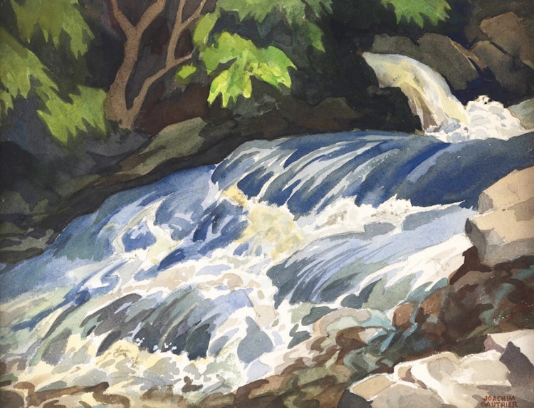 Artwork by Joachim George Gauthier,  On the Buckslide River, Lake Kushog