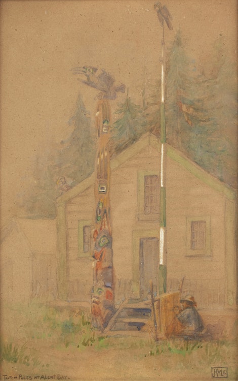 Artwork by John Kyle, Totem Poles at Alert Bay
