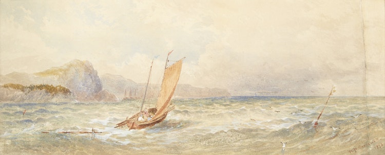 Artwork by William Nicoll Cresswell,  Sailing Boats on Lake Superior