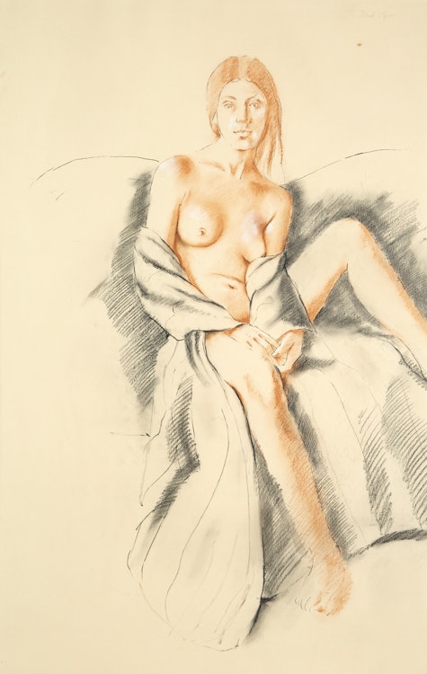 Artwork by Fred Ross,  Study for Woman in Striped Gown II