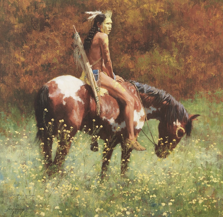 Artwork by Howard Terpning,  To Capture Enemy Horses