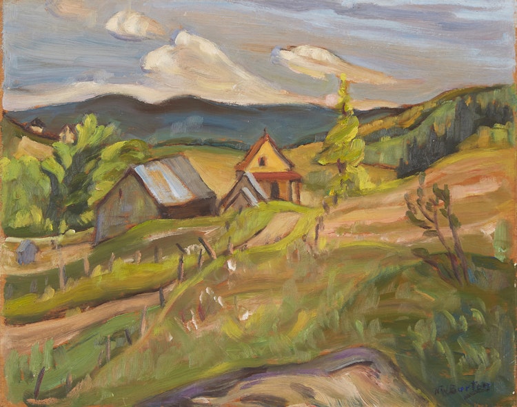 Artwork by Ralph Wallace Burton,  Farm Scene; Walking down the Path