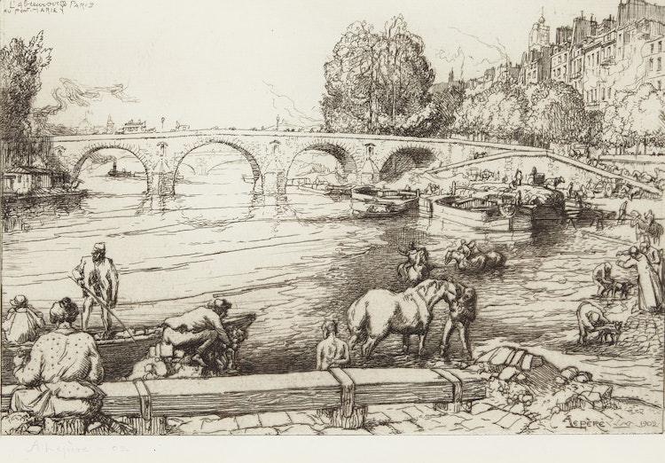 Artwork by Auguste-Louis Lepère,  L’abrevoir au Pont-Marie, Paris