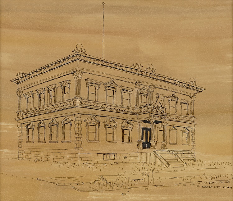 Artwork by Alan Caswell Collier,  Masonic Temple, Dawson City