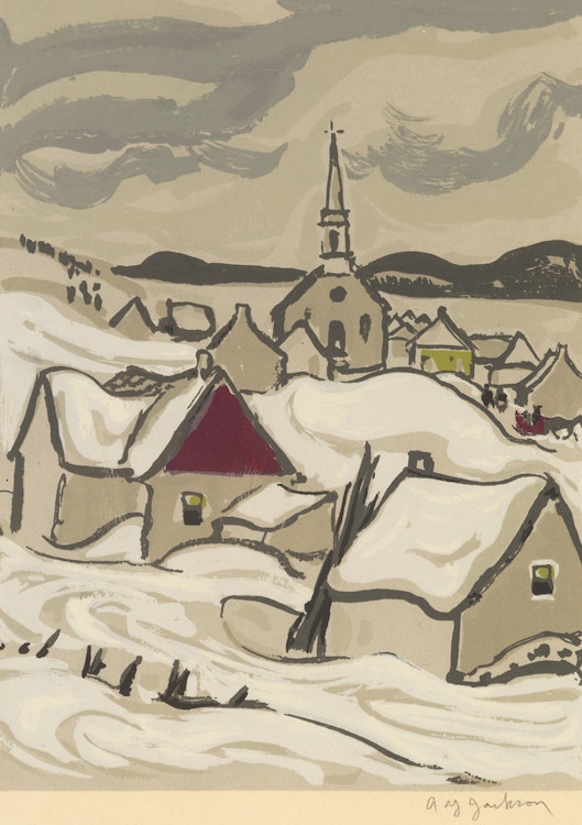 Artwork by Alexander Young Jackson, Landscape with Fence; St Fidele in Winter