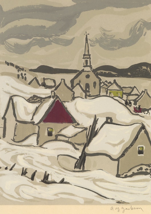 Artwork by Alexander Young Jackson,  Landscape with Fence; St Fidele in Winter