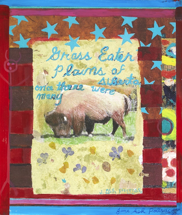 Artwork by Jane Ash Poitras, Grass Eater, Plains of Alberta, once there were many