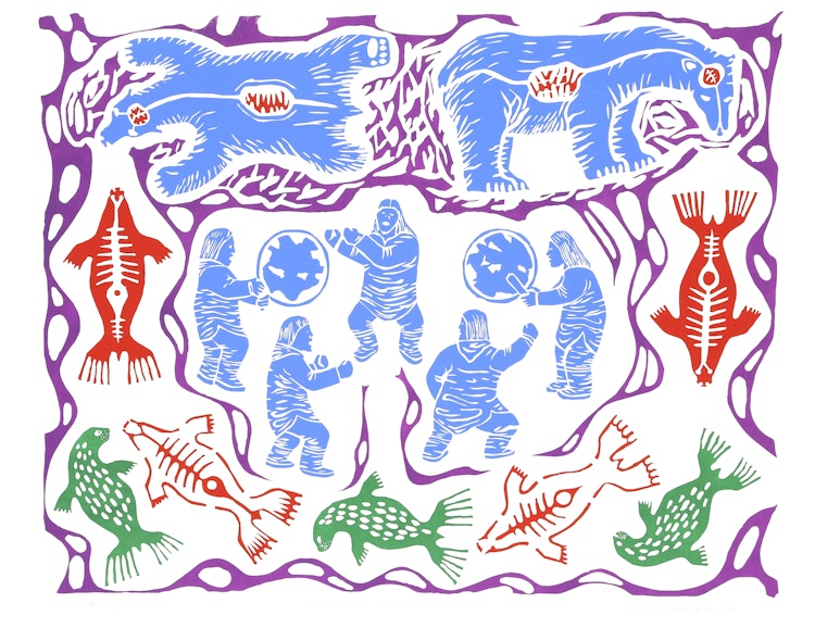 Artwork by Abraham Apakark Anghik, Dance of Life and Death