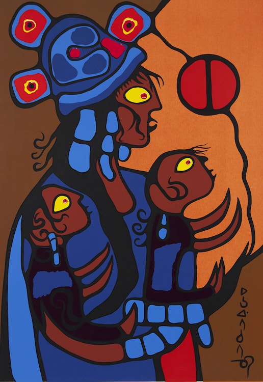 Artwork by Norval Morrisseau,  Artist’s Spiritual Wife and Children