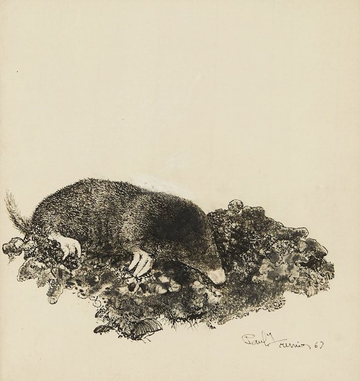 Artwork by Richard Ferrier, Mole Burrowing