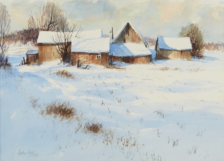 Artwork by John Joy, Farm in Winter