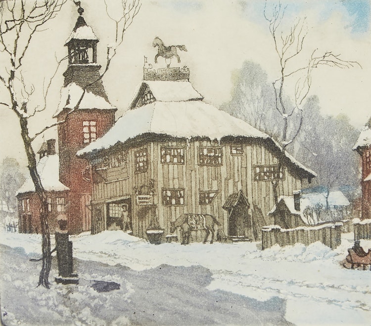 Artwork by Nicholas Hornyansky, The Old Smithy; Waiting Teams