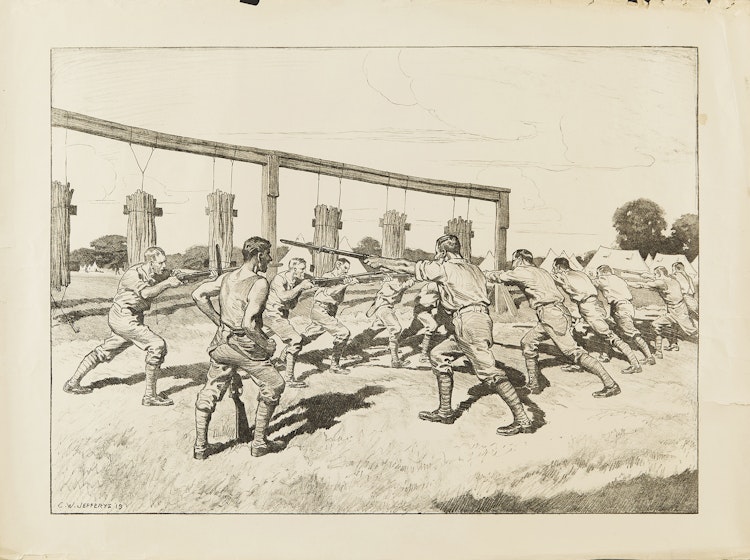 Artwork by Charles William Jefferys,  Training Camp