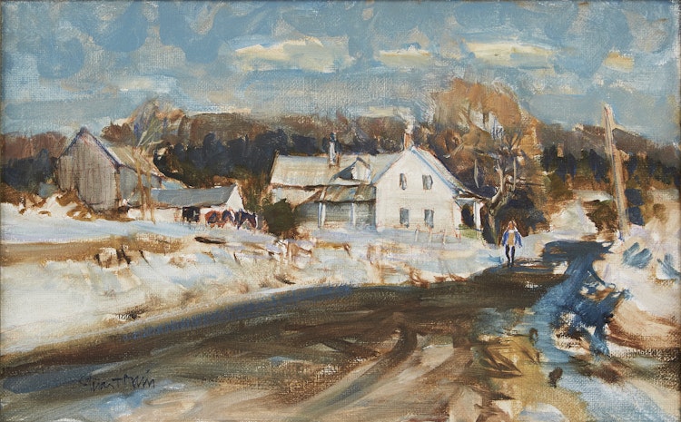 Artwork by Stuart Main,  Girl Walking near St. Isidore, Eastern Townships