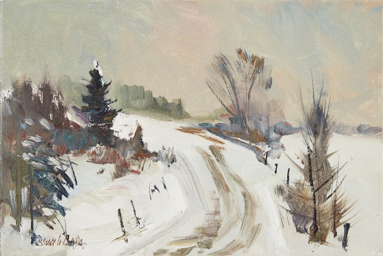 Artwork by Bruce Le Dain, Winter Road, Wolfe County, Que.