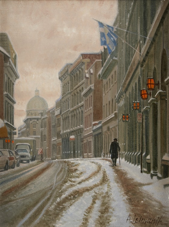 Artwork by Andris Leimanis, Winter Day, Old Montreal