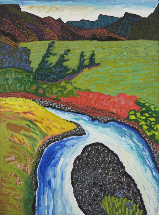 Artwork by Anne Meredith Barry, Meadow and River