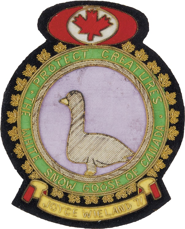 Artwork by Joyce Wieland, White Snow Goose of Canada Crest